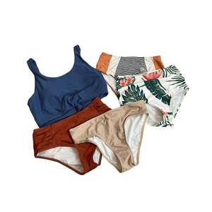 Lot of 4 bikini bottoms & 1 Top Size‎ Small SHEIN 2 High Rise Floral Blue